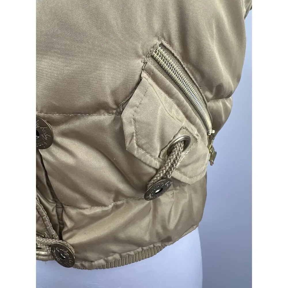 Vintage Y2K Baby Phat Feather Down Puffer Vest Gold Button Zip Womens Size Large - Picture 11 of 16